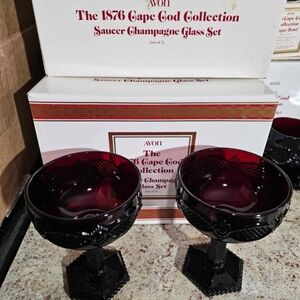 Avon Cape Cod Collection Deep Red Glass Set